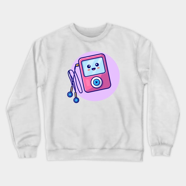 Cute Ipod With Earphone Cartoon Vector Icon Illustration (2) Crewneck Sweatshirt by Catalyst Labs